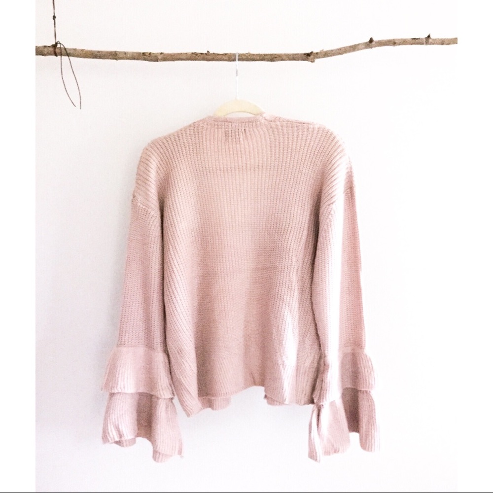 OPEN CARDIGAN WITH LONG RUFFLE SLEEVES - Picture 8 of 9